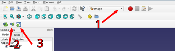 1: image mode selector; 2: import image button; 3: re-scale image button