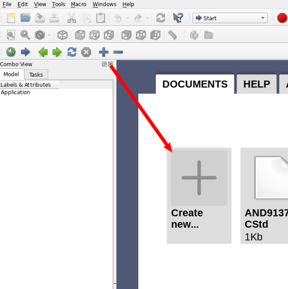 Create a new FreeCAD file