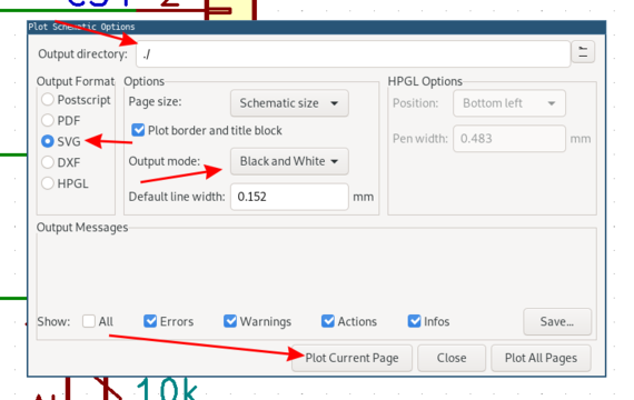 Export settings